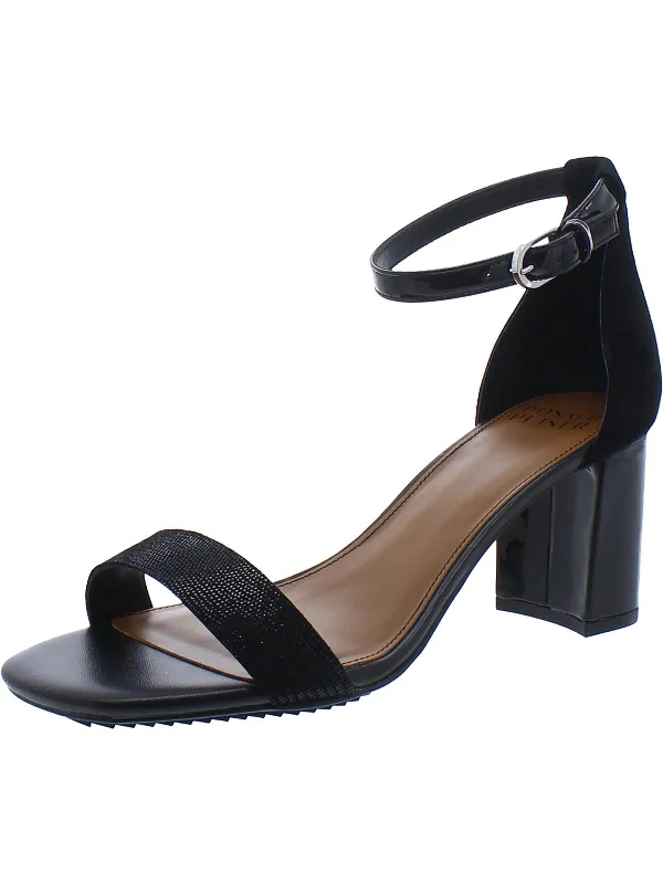 PRIYAH Womens Faux Leather Ankle Strap Block Heel