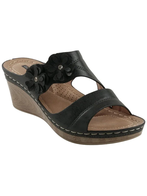 RITA Womens Comfort Insole Faux Leather Wedge Sandals