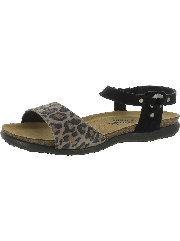 Sabrina Womens Suede Animal Print Slingback Sandals