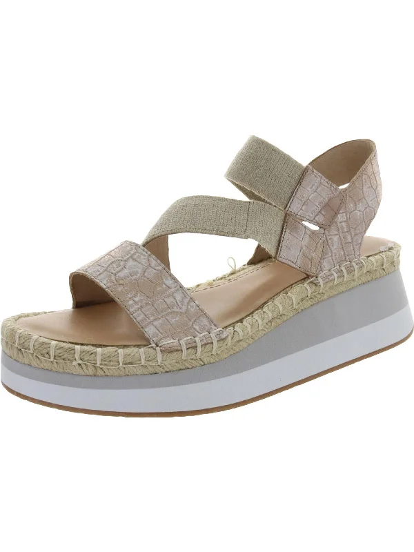 Sadie Womens Leather Snake Print Wedge Sandals