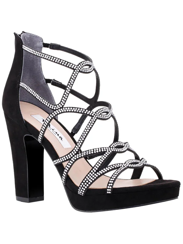 Sassie Womens Metallic Strappy Heels