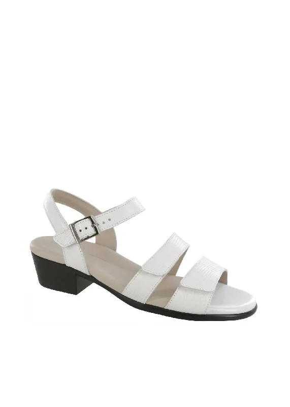 Savanna Sandal - Double Wide In White Lizard