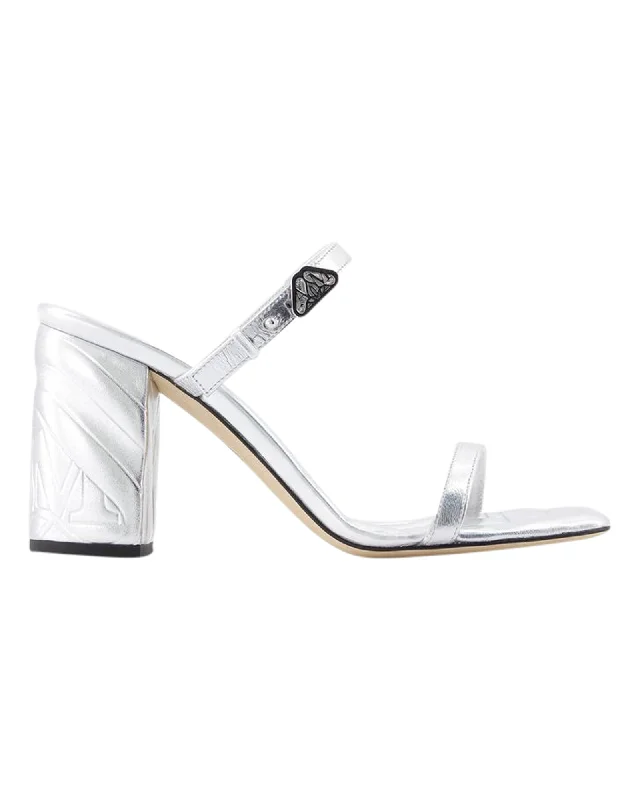 Seal Heeled Sandals - Alexander McQueen - Leather - Silver