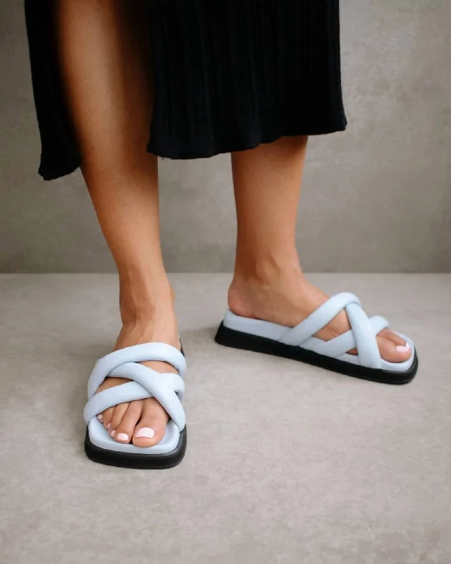 Slip On Cross Sandal In Baby Blue