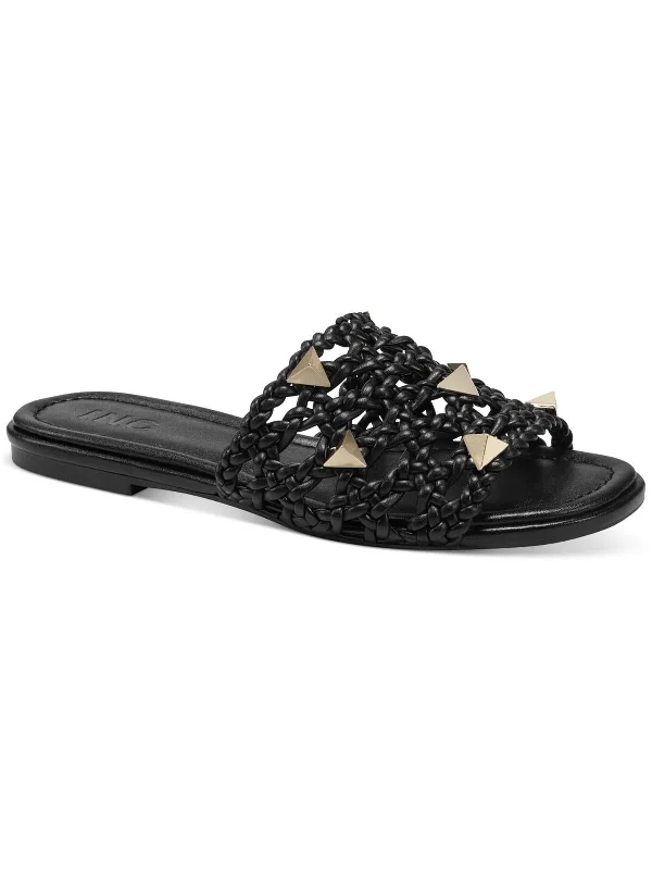 Starlette Womens Metallic Studded Slide Sandals