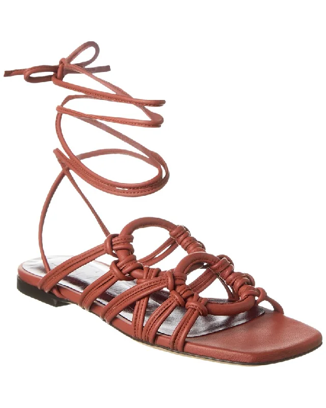 STAUD Adeline Lace-Up Leather Sandal