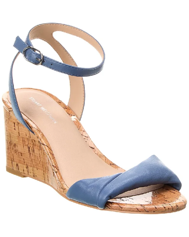 Stuart Weitzman Everly 75 Leather Wedge Sandal