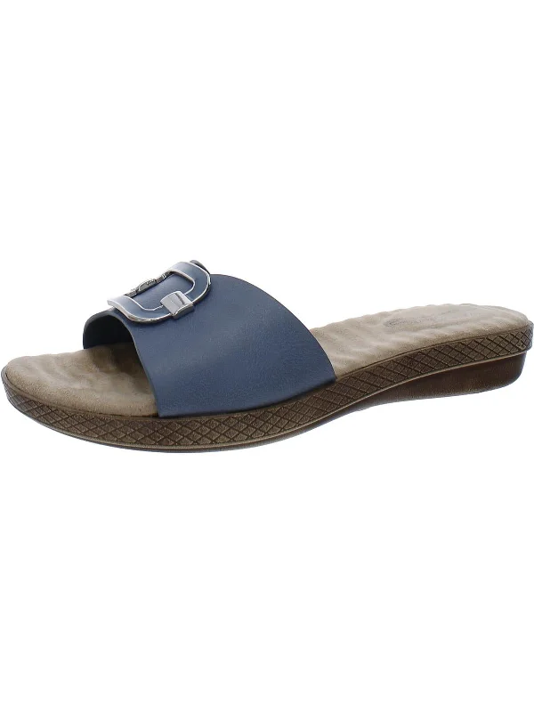 Sunshine Womens Faux Leather Slide Sandals