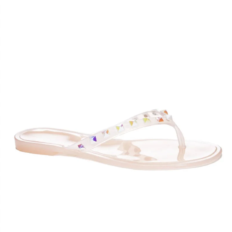 Suntan Rhinestone Jelly Sandals In Blush