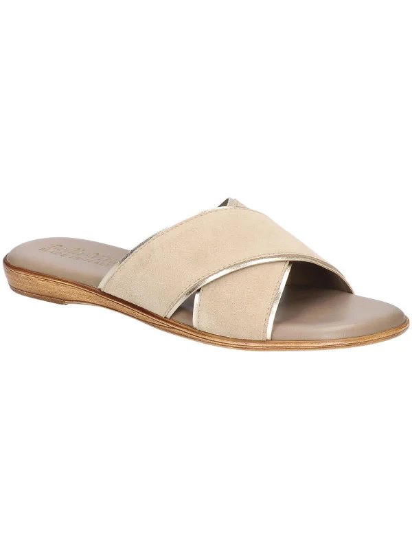 TAB Womens Suede Cushioned Footbed Slide Sandals