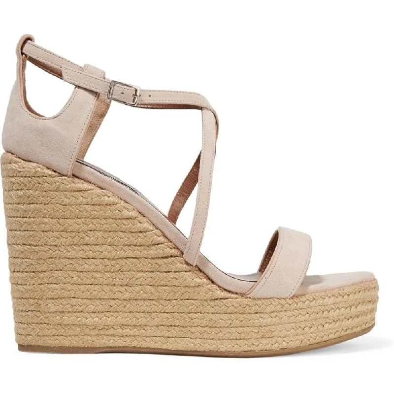 Tabitha Simmons Jenny Flesh Kicksuede Wedge Sandals Shoes, Rose Gold