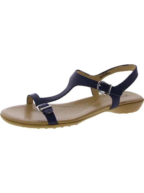 Taletha Womens Leather Casual T-Strap Sandals