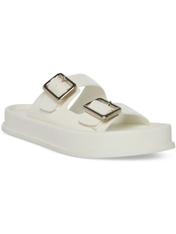 Trip Womens Faux Leather Buckle Slide Sandals