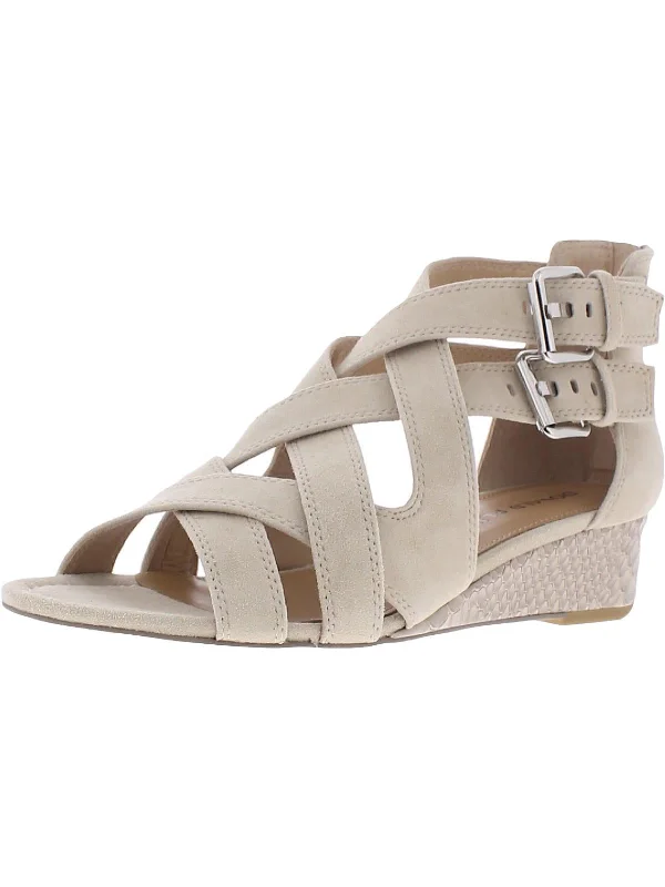 Valencia Womens Suede Open Toe Wedge Sandals