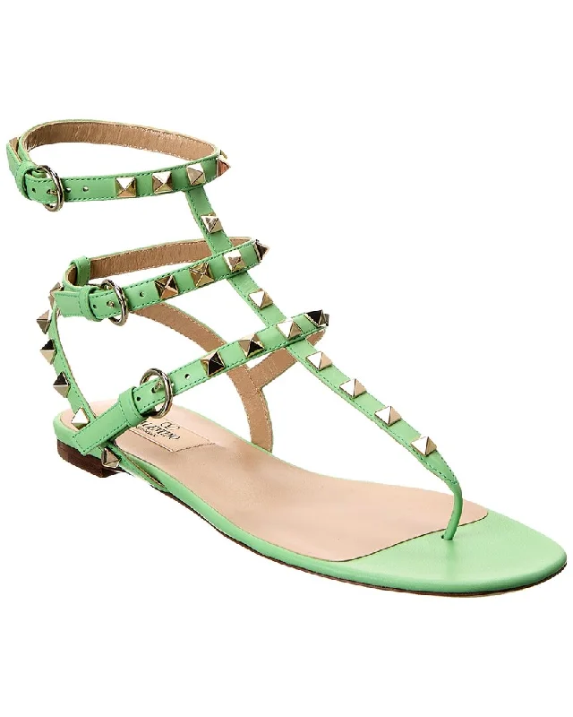 Valentino Rockstud Caged Leather Ankle Strap Sandal