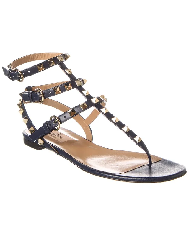 Valentino Rockstud Caged Leather Ankle Strap Sandal