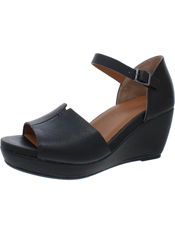 Vera Womens Leather Peep-Toe Platform Sandals