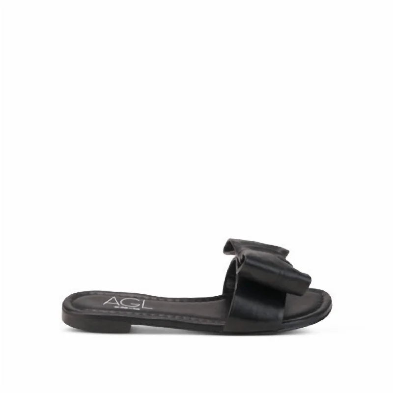 Women Summer Ribbon Slide In Black