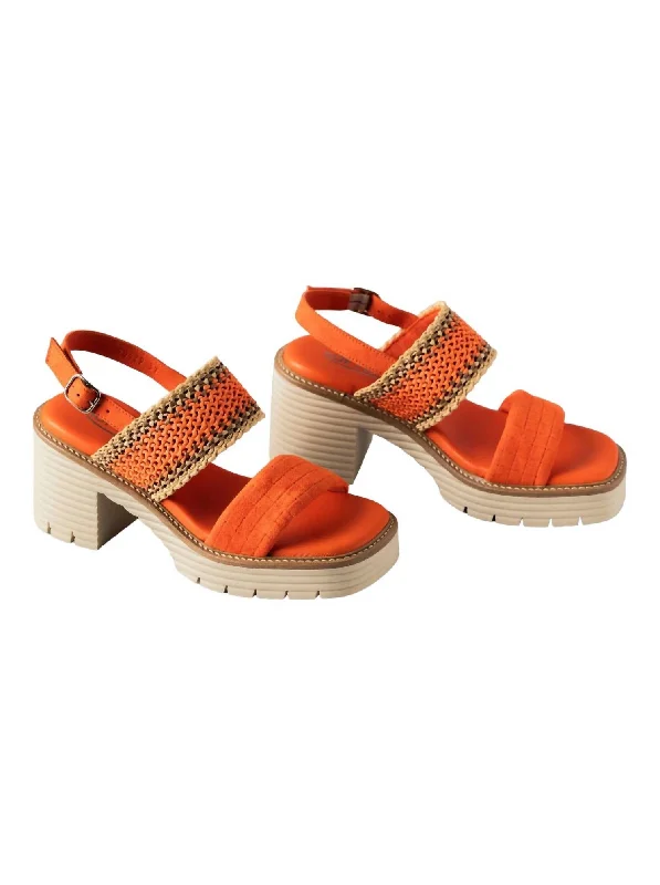 Women's Becka Platform Sandals In Orange Velour/tresse