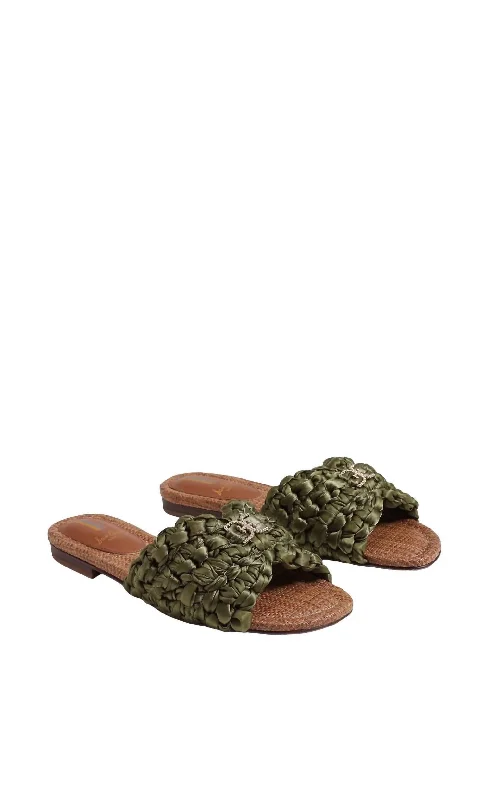 Women's Bridget Slide Sandal In Moss Green Ribbon