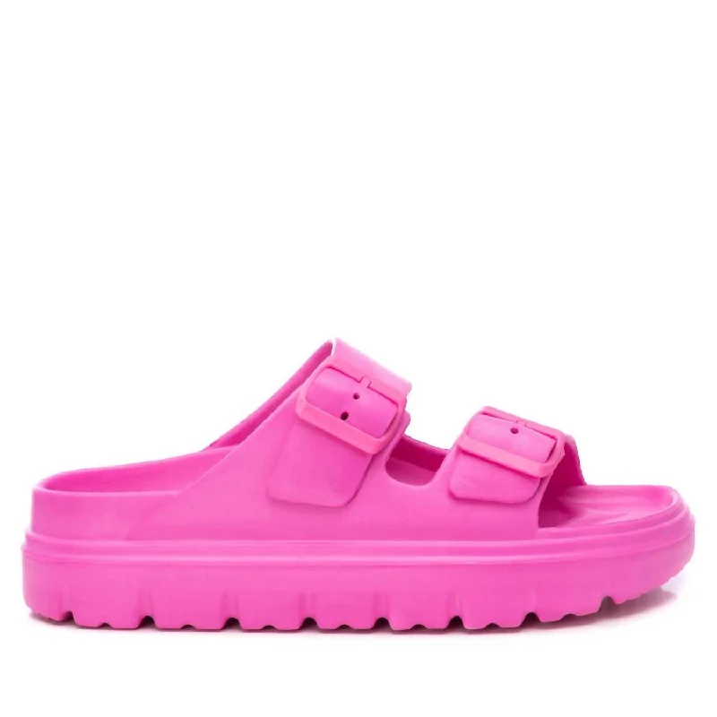 Women's Buckle Strap Sandals In Fuxia