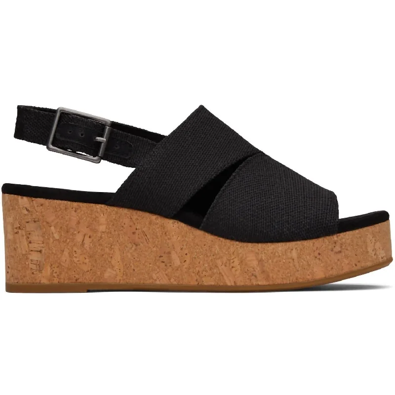 Women's Claudine Wedge Sandal In Black Melange Woven