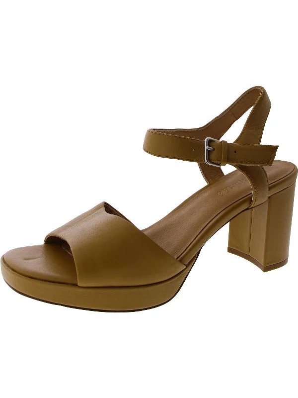 Womens Cushioned Footbed Leather Block Heel