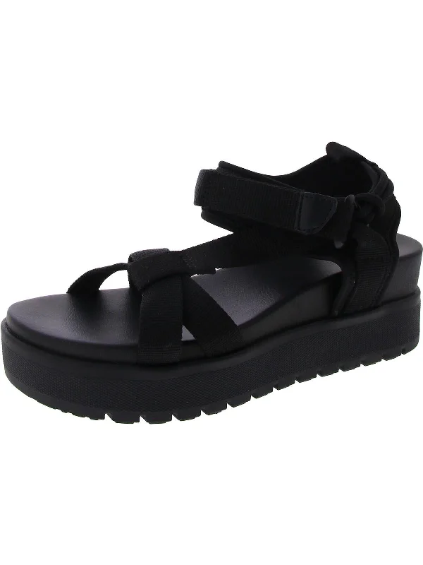 Womens Cushioned Footbed Open Toe Platform Sandals