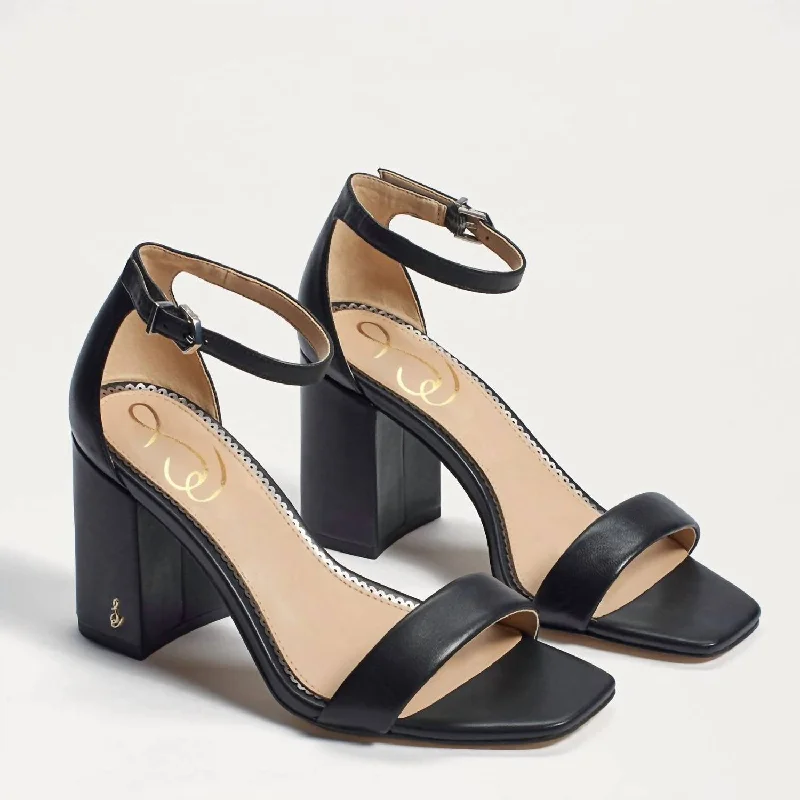 Women's Danielle Block Heels Sandal In Black Leather