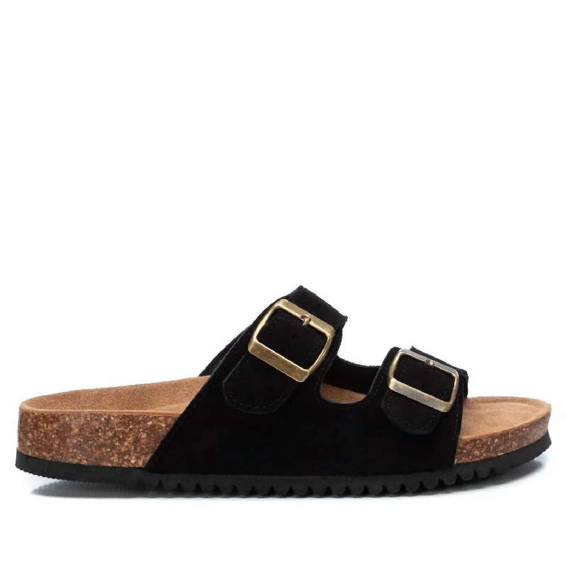 Women's Double Buckle Sandals In Black