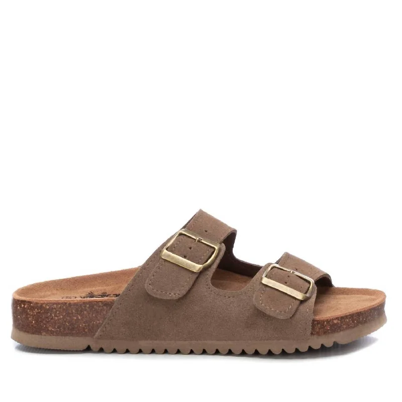 Women's Double Buckle Sandals In Taupe