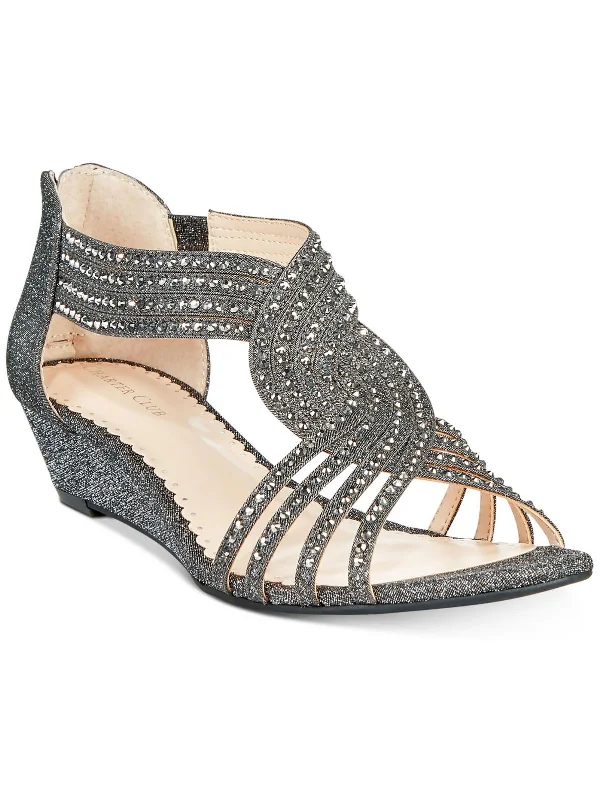 Womens Embellished Textured Wedge Sandals