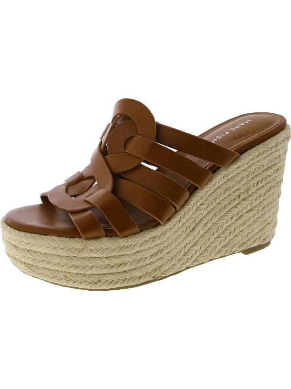 Womens Faux Leather Open Toe Wedge Sandals