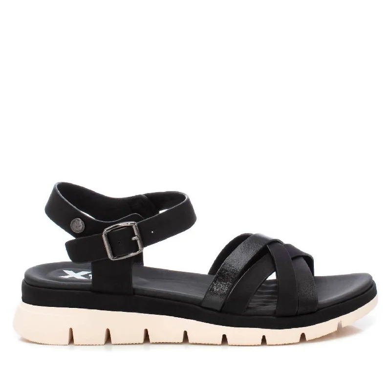 Women's Faux Leather Sandals In Black