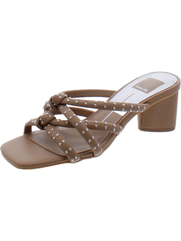 Womens Faux Leather Slip On Mule Sandals