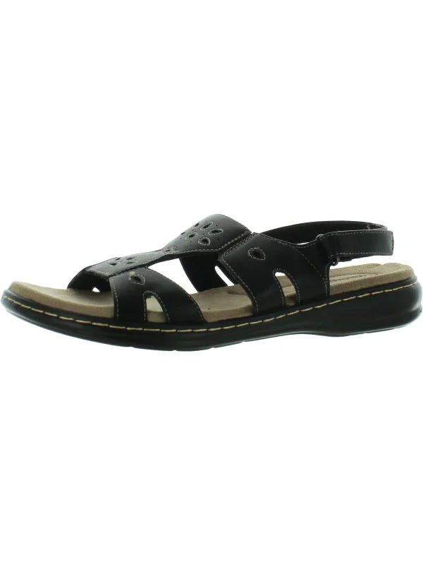 Womens Faux Leather Slip On Slingback Sandals