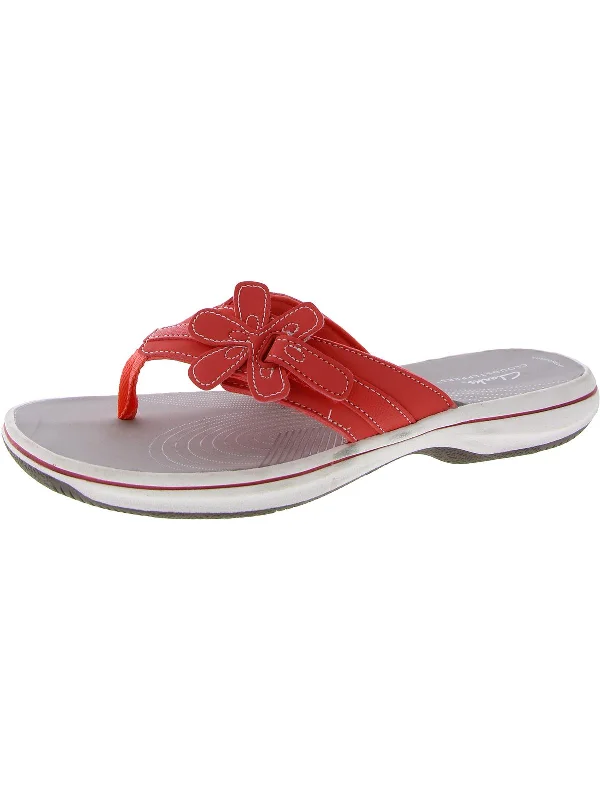 Womens Faux Leather Slip On Thong Sandals