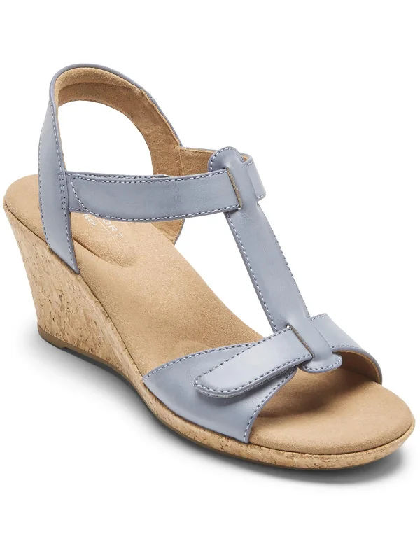 Womens Faux Leather T-Strap Slingback Sandals