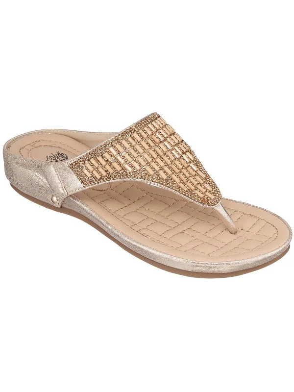 Womens Faux Leather Thong Sandals