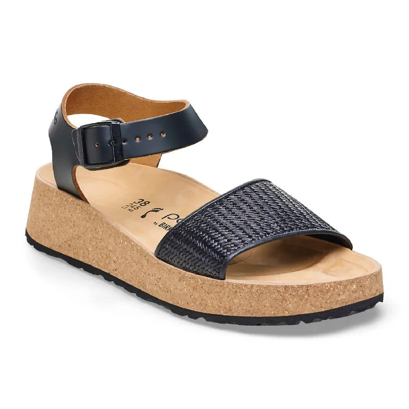 Women's Glenda Raffia Leather Sandals - Medium/narrow In Black