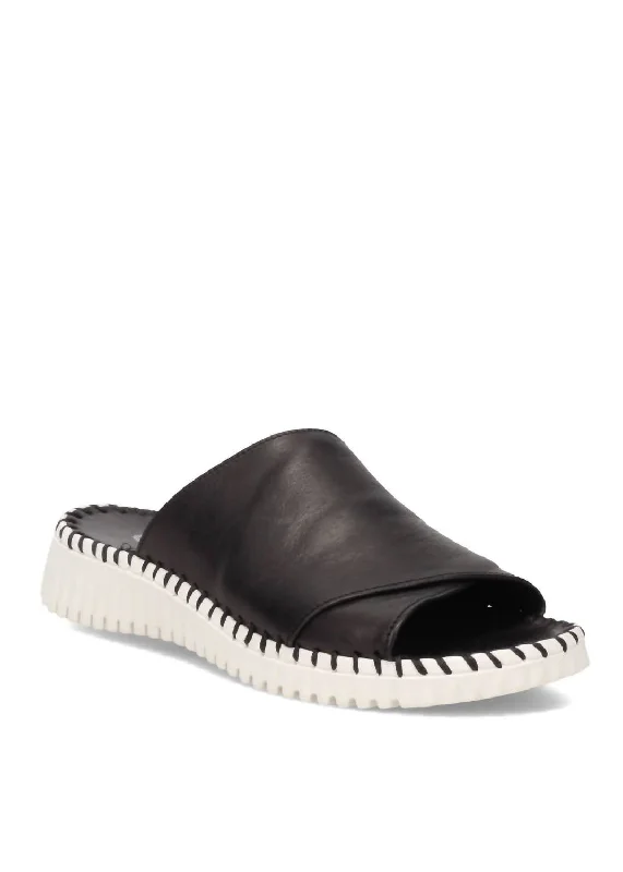 Women's Gloria Leather Slide Sandal In Black