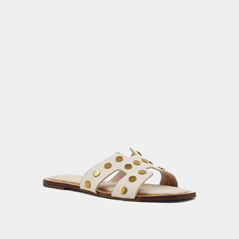 Women's Grommet Stud Slides In Bone