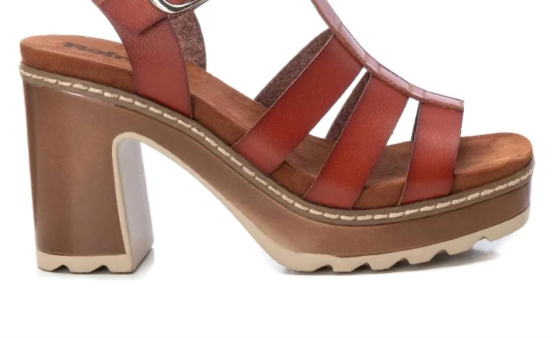 Women's Heeled Sandals In Camel