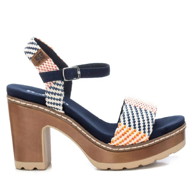 Women's Heeled Sandals In Navy