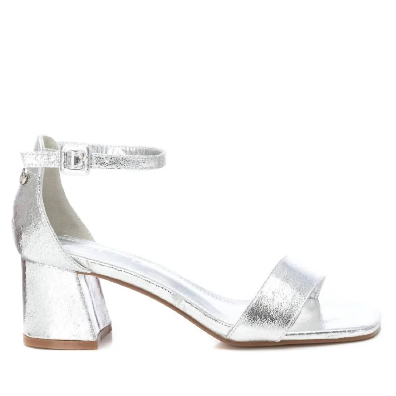 Women's Heeled Sandals In Silver