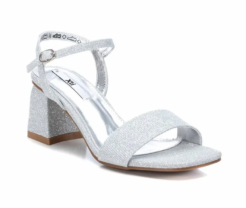 Women's Heeled Sandals In Silver