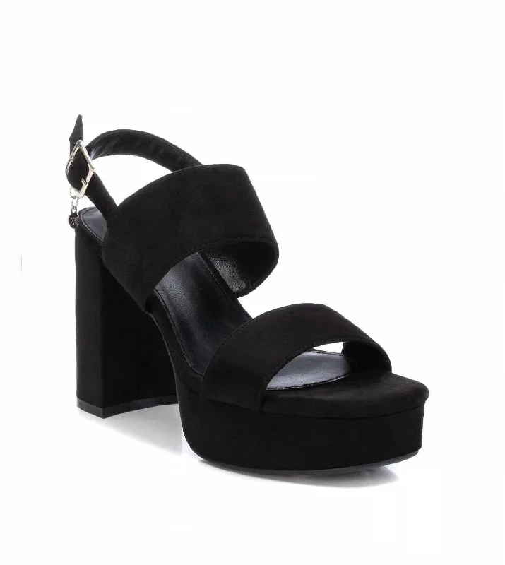 Women's Heeled Suede Sandals In Black