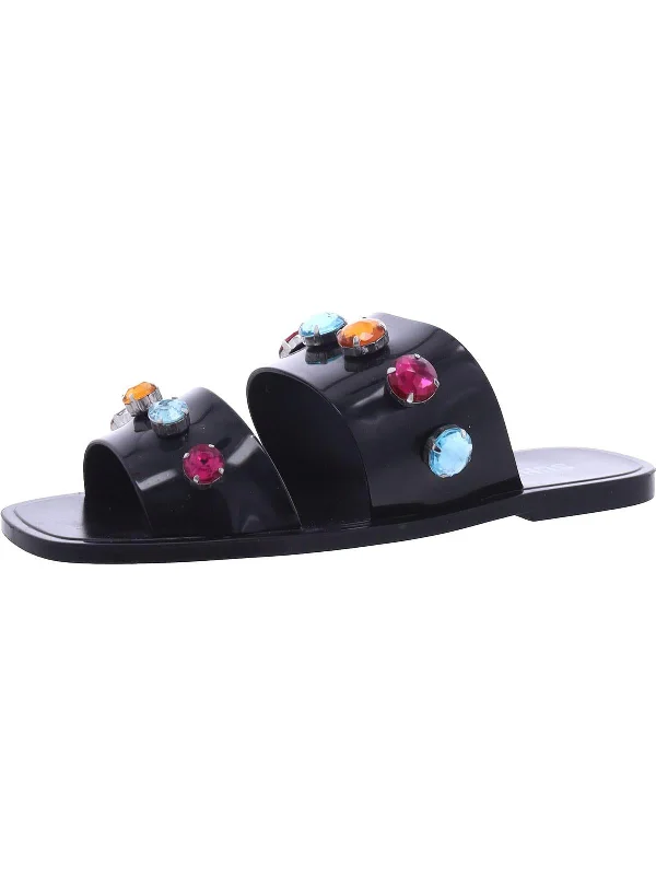 Womens Jelly Rhinestone Slide Sandals