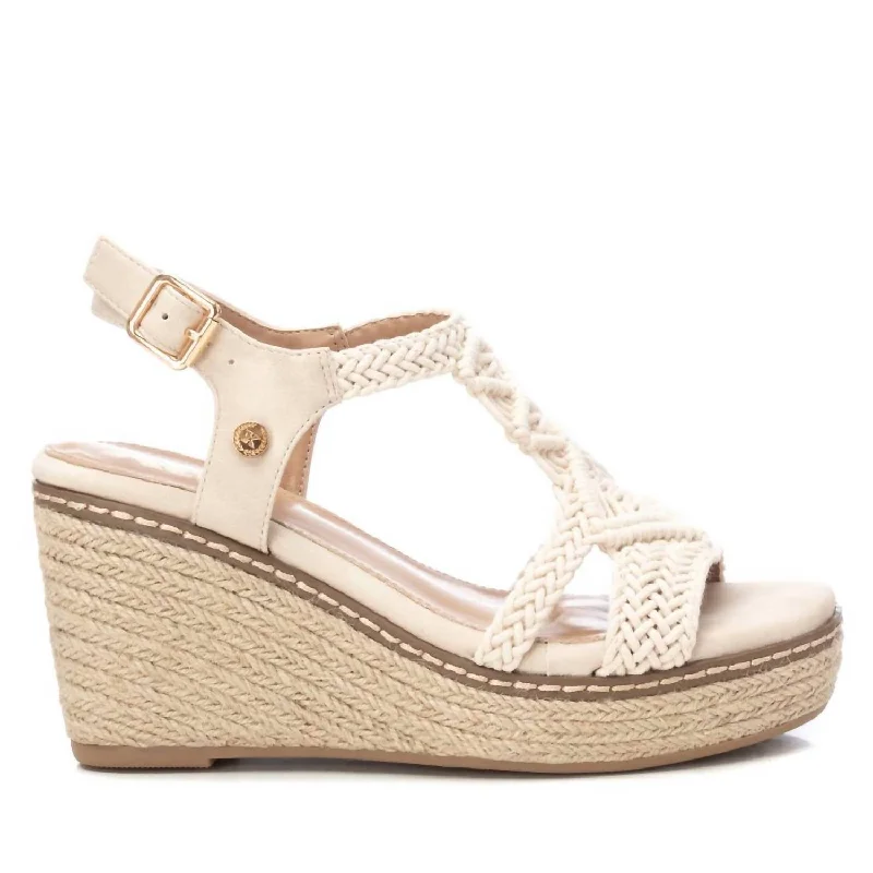 Women's Jute Wedge Sandals In Beige