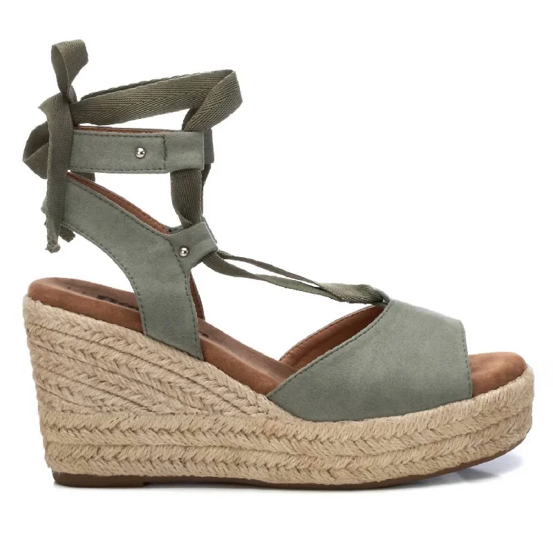 Women's Jute Wedge Sandals In Open Green